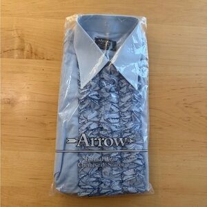Vintage Arrow Men's Light Blue Ruffle Dress Shirt